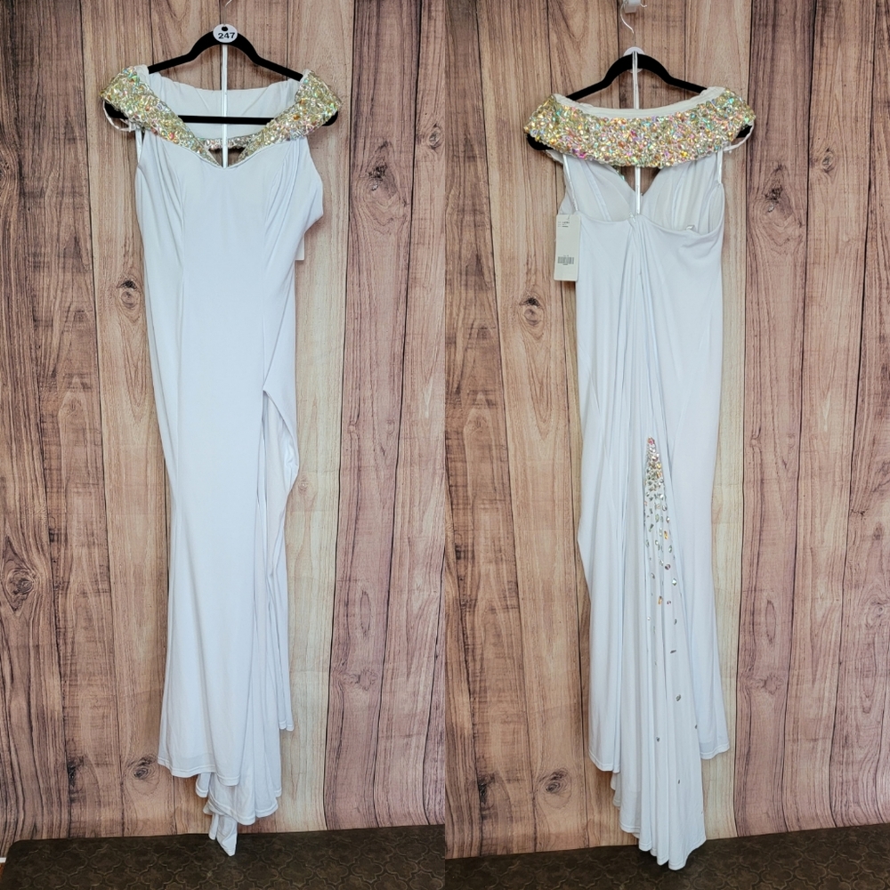 NWT Panoply White Cowl Back Gown, Style # 14593, Sz 6